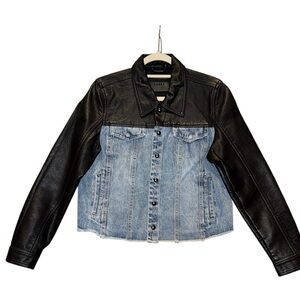 BlankNYC Arachnophobia denim & black faux leather jacket M LIKE NEW!